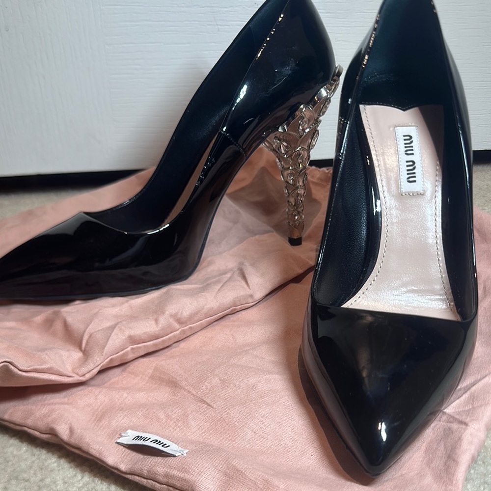 Miu Miu Black Patent Leather Heels